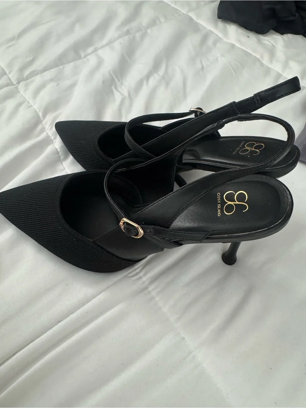 Black Pointed Slingback Heels